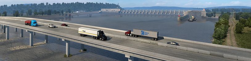 American Truck Simulator ukazuje řeky, jezera a přehrady v Oklahomě