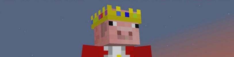 Prase s korunkou v Minecraftu na počest zemřelého Technobladea