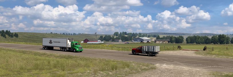Pole, prérie a řeky na obrázcích z Nebrasky v American Truck Simulatoru