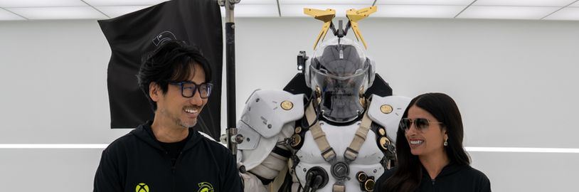 Asha Sharma na návštěvě u Hidea Kojimy. Společně pracují na tajemném hororu OD a špionážní akci Physint