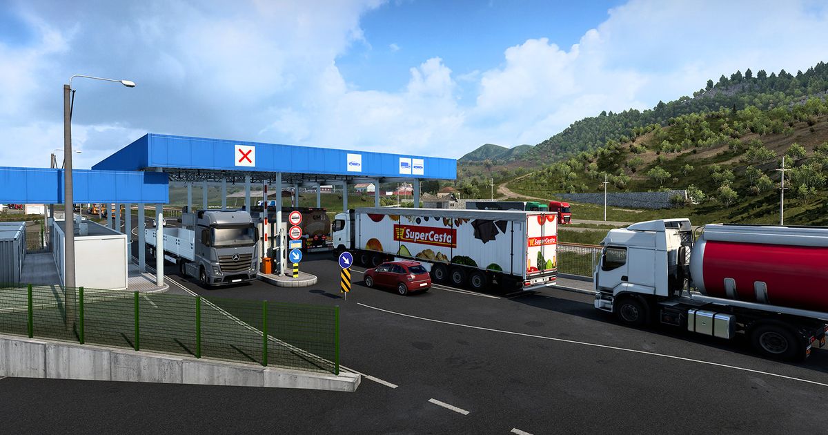 Various border crossings in Euro Truck Simulator 2